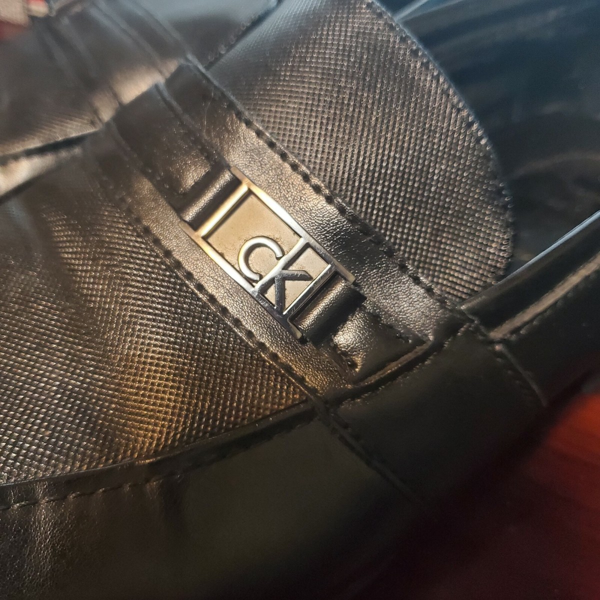 Calvin Klein Mens Bartley Black Leather Loafers Shoes - Size 