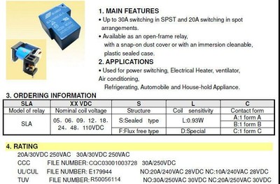 SLA 12VDC SL A SLA 12VDC SL A 12V Relay(10PCS) SLA 12VDC SL A Songle