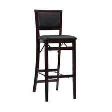 Folding Bar Stool Faux Leather Upholstered Kitchen Counter 30" Height 250 Lb Cap