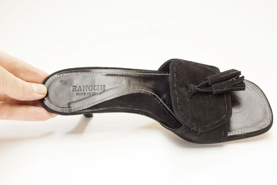 Sandalias de vestir negras con borlas Rangoni 6,5 zapatos para mujer Foto 4 de 4