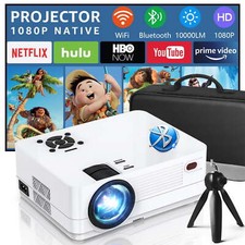 Projector With Wifi And Bluetooth, 5G Wifi Projector With Screen, Native 1080P