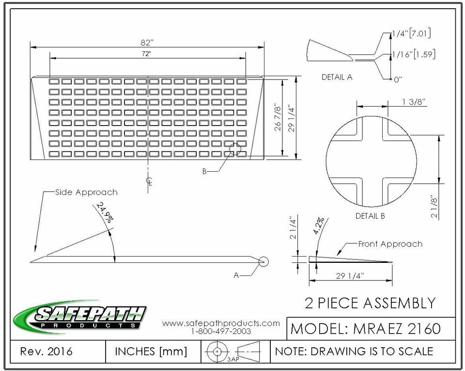 SafePath EZ Edge Transition Threshold Ramp – 1.25" H X 14" L X 82" W For Smooth Floor Transitions