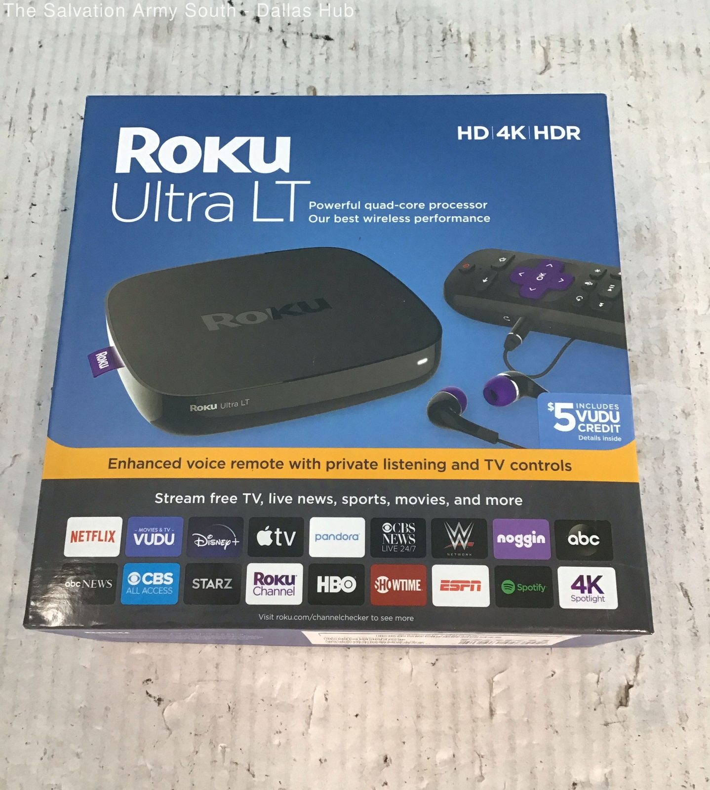 RoKu Ultra LT HD 4K Streaming Device w/ Remote & Power Cord Open Box