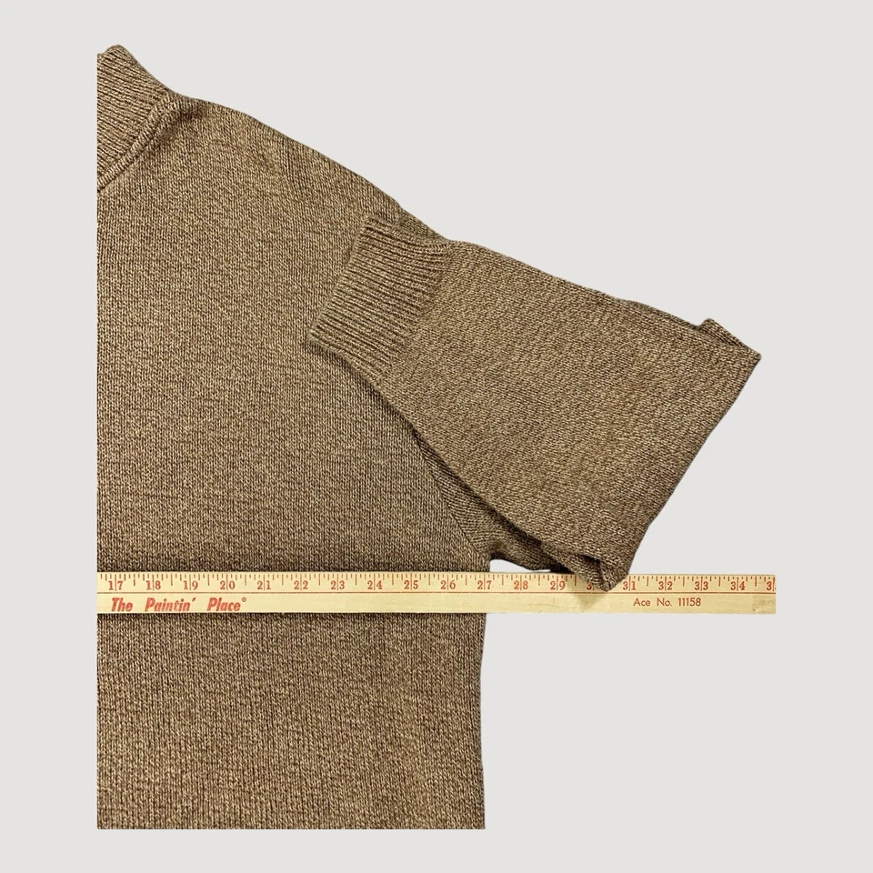 LANDS' END Henley Sweater Mens XL Camel 3-Button Knit 100% Cotton USA Fisherman - Image 4 of 4