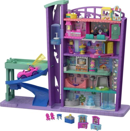 Polly Pocket Playset with 3 Micro Dolls, 1 Toy Car, Food and Shopping Accesso... - Afbeelding 1 van 12