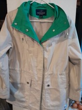 Macintosh New England Womens Windbreaker Hooded Safari Beige Jacket Size Medium