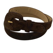 Vintage 70s 80s Anne Klein for Calderon Suede Leather Belt Brown Sz M Made Korea