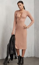 Reformation Edison Ribbed Lace Up Midi Dress Sz XS