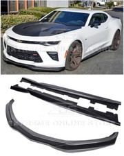 T6 Style Front Bumper Splitter Lip W Side Skirts Panels For 16-up Chevy Camaro