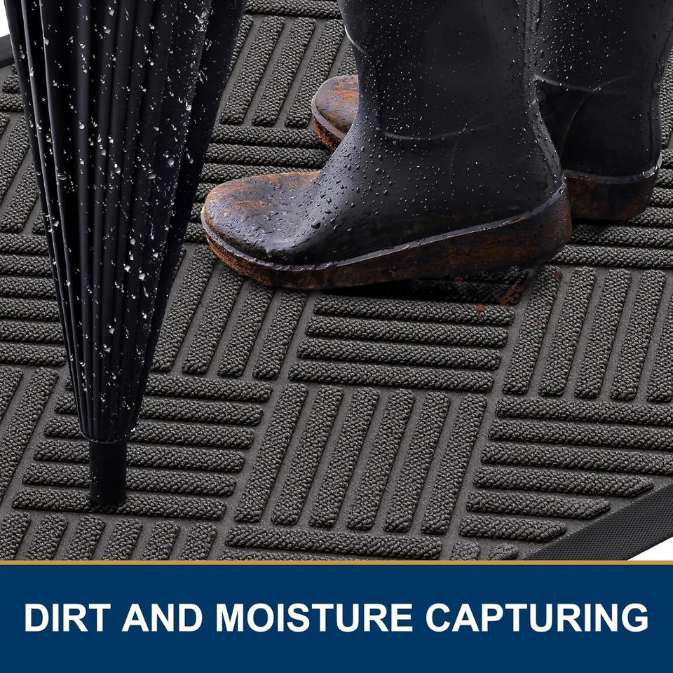 Felpudo de goma antideslizante de alta resistencia - Fácil limpieza, 29,5x17, gris Foto 3 de 4