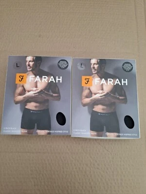 Farah Mens Microfibre Seamless Trunks 2 X 2-Pack! Total 4 Pairs! Large Black