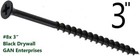 Phillps Bugle Head #8x 3" Drywall Screw Coarse Thread Black Phos (500 pcs)