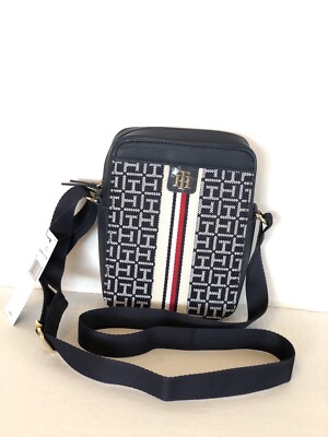 tommy hilfiger leather crossbody bag women Navy Blue