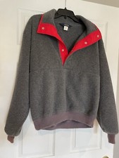 Men’s Vintage Woolrich Half Snap Pullover Fleece Sweater Size Medium Made In USA