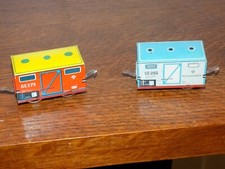 2 Tin German Toy Train Boxcars