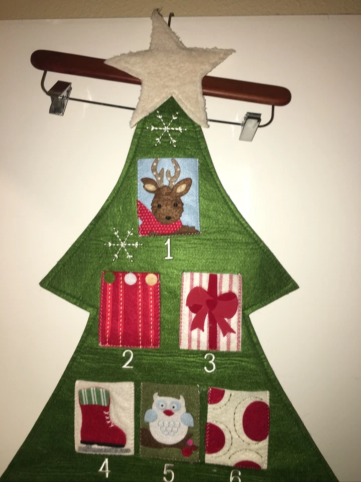 Pottery Barn Kids Tree-Shaped Christmas Advent Calendar Holidays Monogrammed - Image 2 of 4