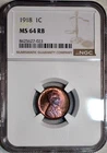 NGC MS-64 RB 1918-P Lincoln Cent, Radiant, Red-Brown specimen.