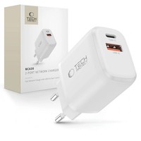 Tech-Protect NCA30 USB-A, USB-C NetzladegeräT Pd 30W / QC3.0 Weiß