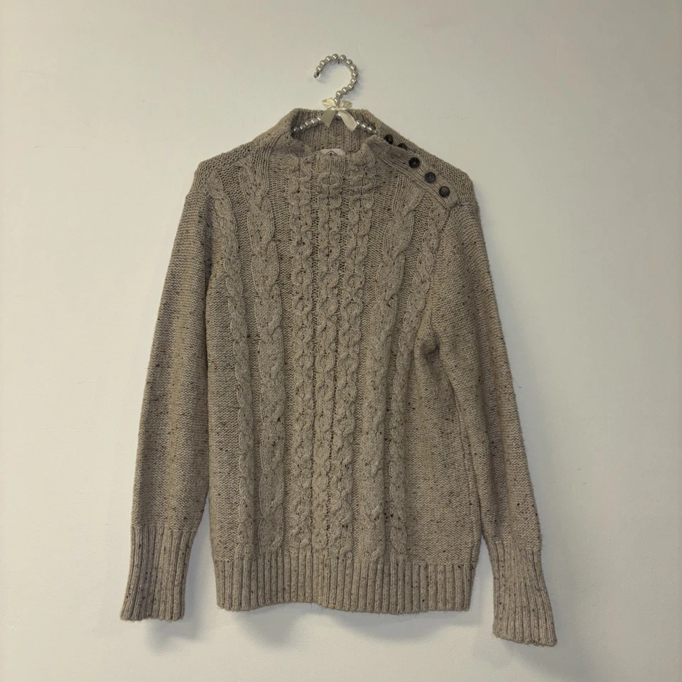 St John’s Bay XL 码束腰上衣衬衫毛衣米色电缆针织棕色渔夫 — 第 2/4 张图片