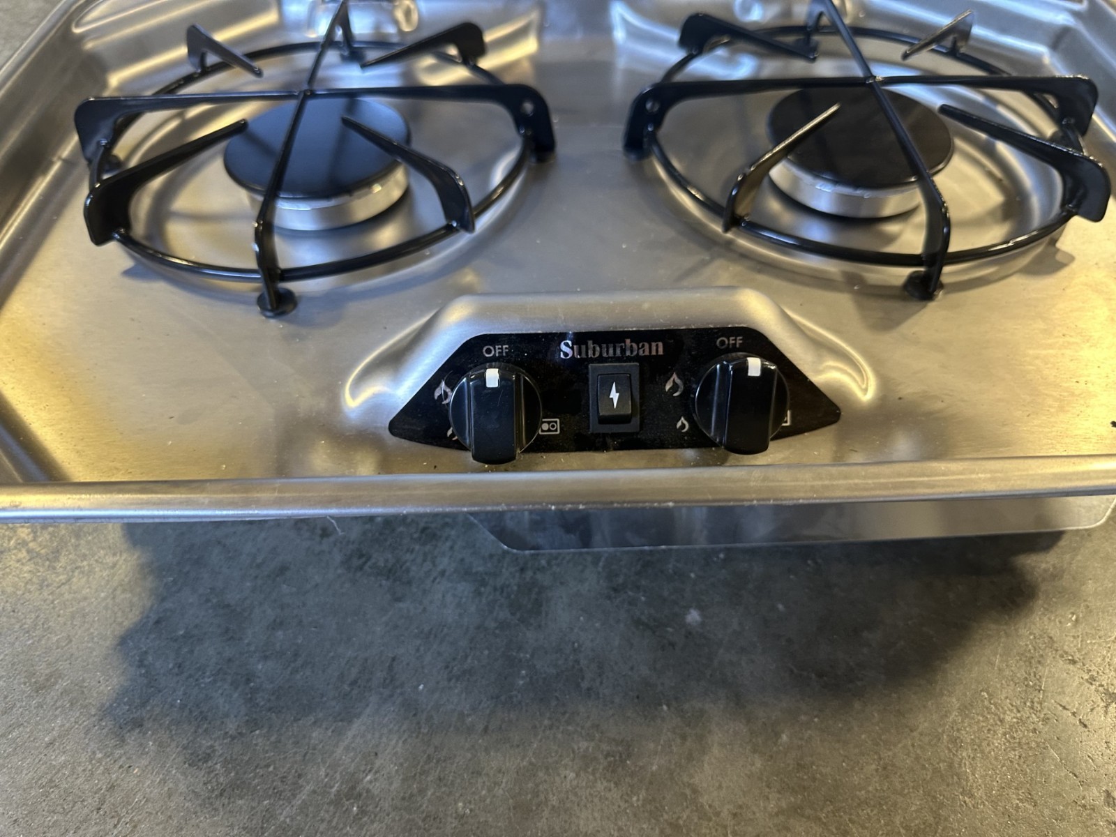 Suburban Stainless Steel 2-Burner Drop-In Battery Spark Cooktop w/ Glass Cover