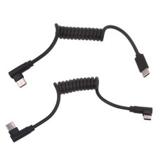 Fast Charging Cable 90 Degree Right Angle Coiled Type C to Type C Cord for Phone