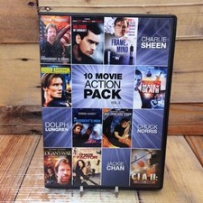 Action Movie Pack DVD Used 10 Feature 3 Disc Set Over 15 Hours Action