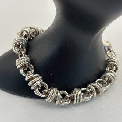 Vintage Milor Italy 925 Silber Ringe Armband Magnetverschluss 8'' - 25,9 g