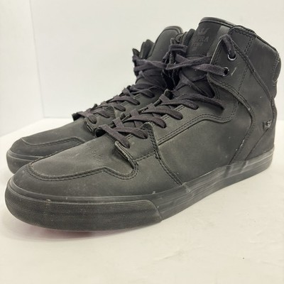SUPRA Vaider High Top Black Leather Men's Skate Shoes Size 14