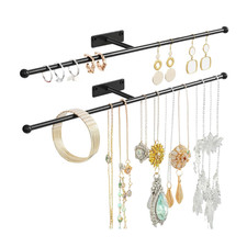 Wall Jewelry Organizer Necklace Holder Earring Bracelet Rack Black 2 Pack