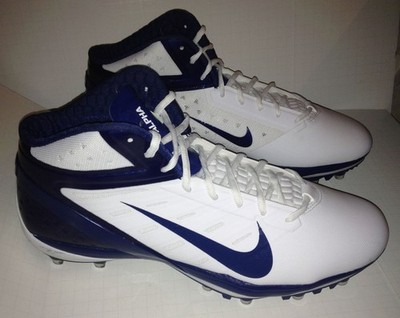 NIKE Alpha Talon Elite 3/4 Mid TD White Blue Molded Football Cleat NEW Men 11 16