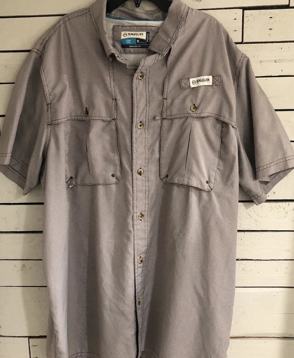 Magellan Fish Gear Men’s L Fishing Shirt Short Sleeve Vented Gray Relaxed Fit
