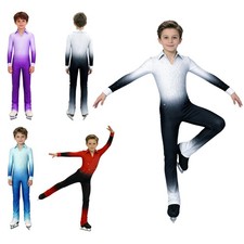 Kids Boys Sparkly Rhinestone Jumpsuit Gymnastics Dance Leotard Ballroom Bodysuit
