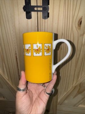 Konitz Bright Yellow Flower Coffee Mug Cup Germany 8 Oz  LOVE ME....LOVE ME NOT