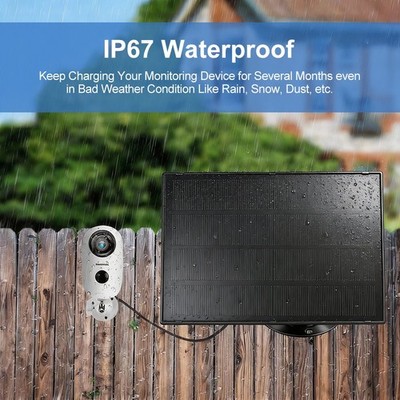 360°15W 5V Solarpanel USB+Typ-C wasserdicht für Überwachungskamera mit 3m Kabel