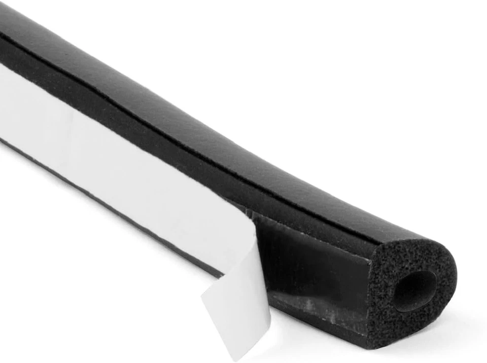 FlexSeals 25ft EPDM Rubber D-Shaped Weather Seal Tape - Matte Finish & Adhesive - Image 3 of 4