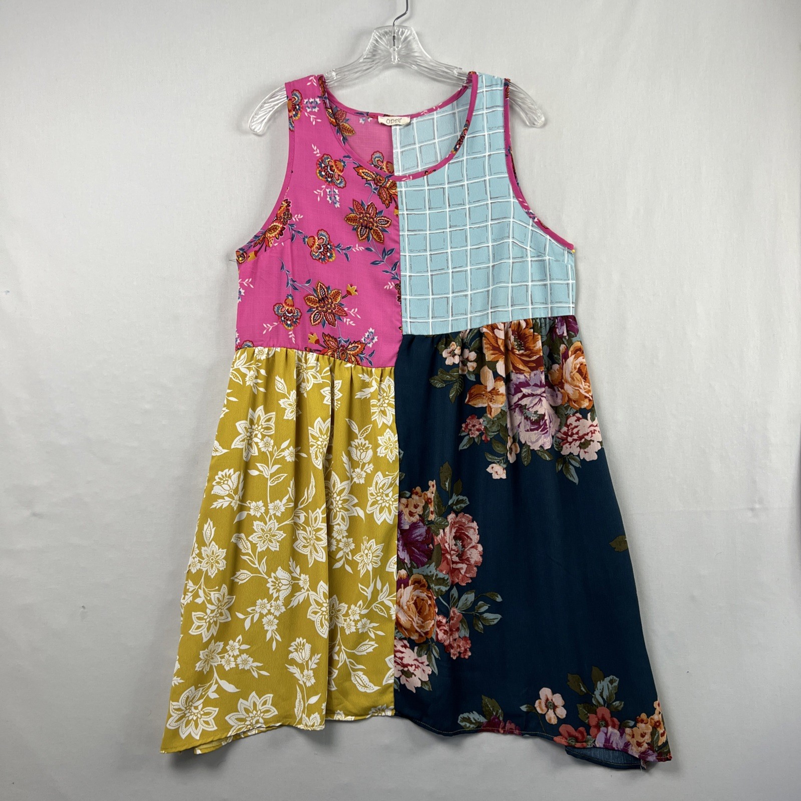 Oddi Dress Womens Medium Shift Patchwork Sleevele… - image 1