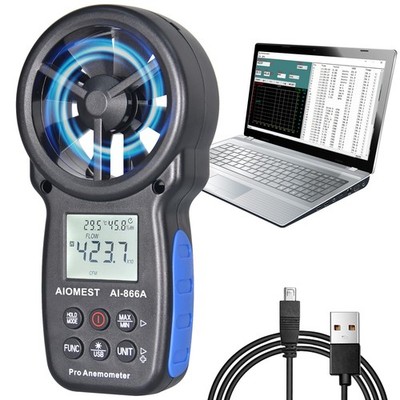 HVAC CFM Anemometer, Handheld Air Flow Meter Measuring Wind Speed/Airflow Vel...