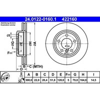 Bremsscheibe ATE 24.0122-0160.1 (2 Stk.) FüR BMW 3Er Z3 Roadster