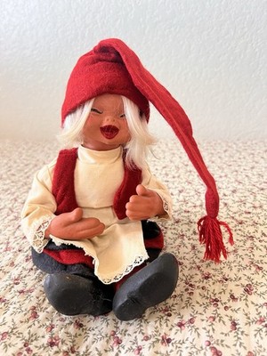 VINTAGE ARNE HASLE GNOME GIRL 10  NISSE DOLL MADE IN NORWAY