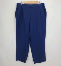 New Chicos 100 Linen Elastic Pull On Straight Leg Pant Eclipse Blue Size 16 3 