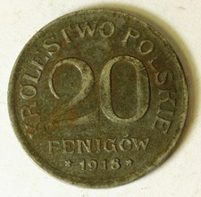 POLAND 20 Fenigow 1918FF - Iron - VF - 2150