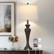 30" Touch Control Table Lamp with USB Ports  AC Outlet, 3-Way Dimmable