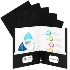 50 Packs Two Pocket Folders,Two Pocket File Folders with Business Card Slot,B