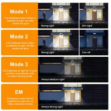 90LEDs Solar Wall Lamp PIR Motion Sensor Light 6000K Dust To Dawn MZRX