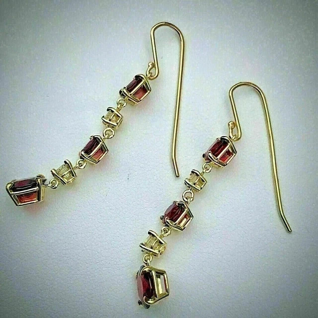 2Ct Round Cut Lab Created Red Ruby Drop Dangle Ea… - image 2