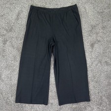 Eileen Fisher 100 Wool Wide Leg Elastic Waist Pull On Pants Womens Large Black