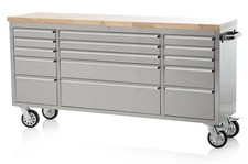 72" Brushed Stainless Steel 15 Drawer Work Bench Tool Box Chest Cabinet