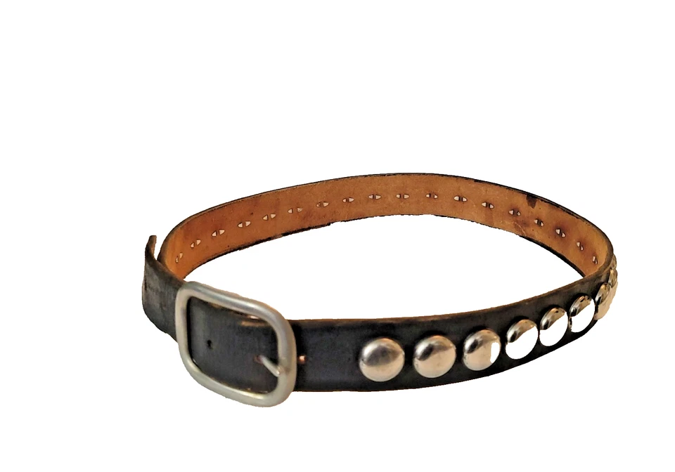 Cinturón de cuero tachonado vintage años 80 motocicleta cuero de vaca motociclista punk negro 31-36 Foto 2 de 4