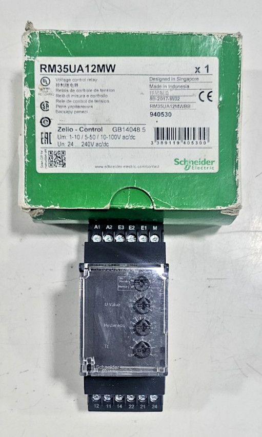 Relé De Control De Voltaje Schneider Electric RM35UA12MW 24/240VAC/DC 50/60Hz