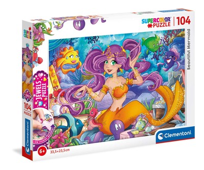 Jewels Puzzle Meerjungfrau 104 Teile Glitzersteine Kinder ab 6